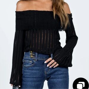 princess Polly SORREL OFF THE SHOULDER TOP BLACK